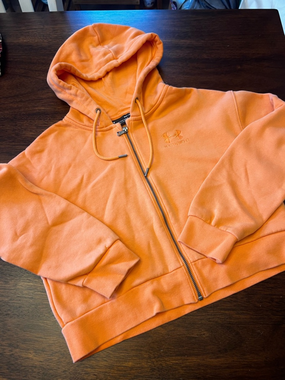 Under Armour pastel orange cropped Hoodie Small